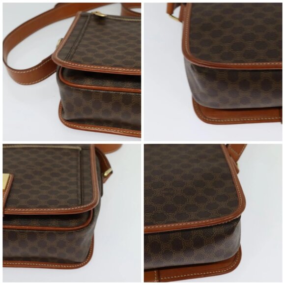 CELINE Macadam Canvas Shoulder Bag PVC Leather Brown Gold - Picture 16 of 16